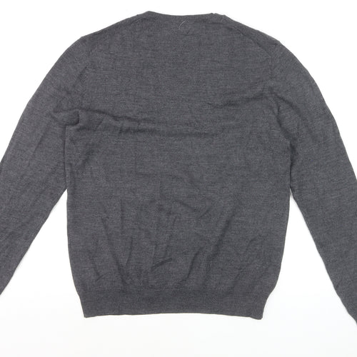 The Kooples Men's Grey Wool V-Neck Jumper Size M Classic Knit