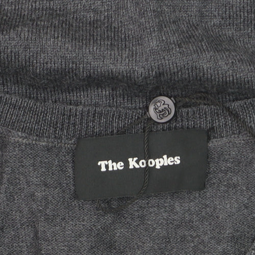 The Kooples Men's Grey Wool V-Neck Jumper Size M Classic Knit