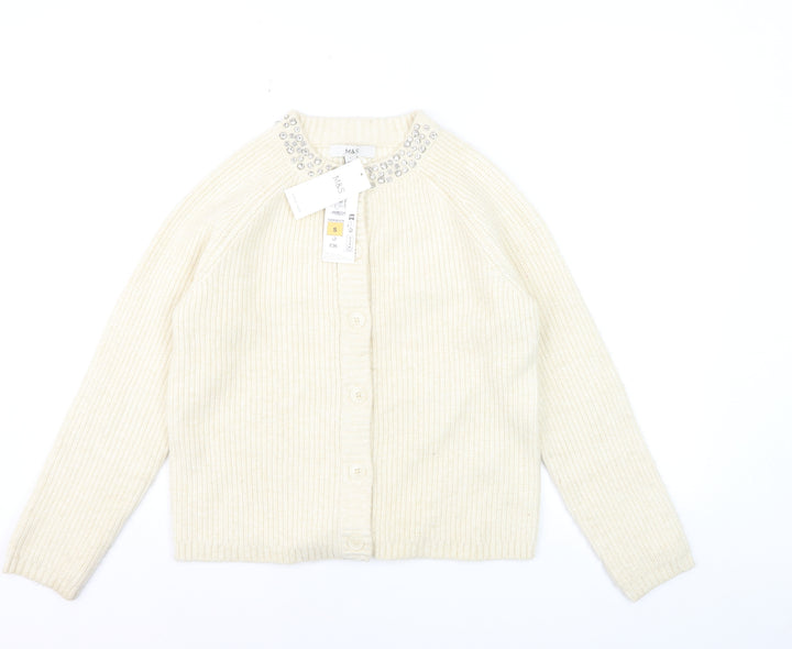 Marks and Spencer Women’s Ivory Jewel Button Cardigan Size S