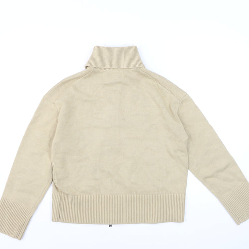 Marks and Spencer Men's Beige Full Zip Cotton Jumper Size M