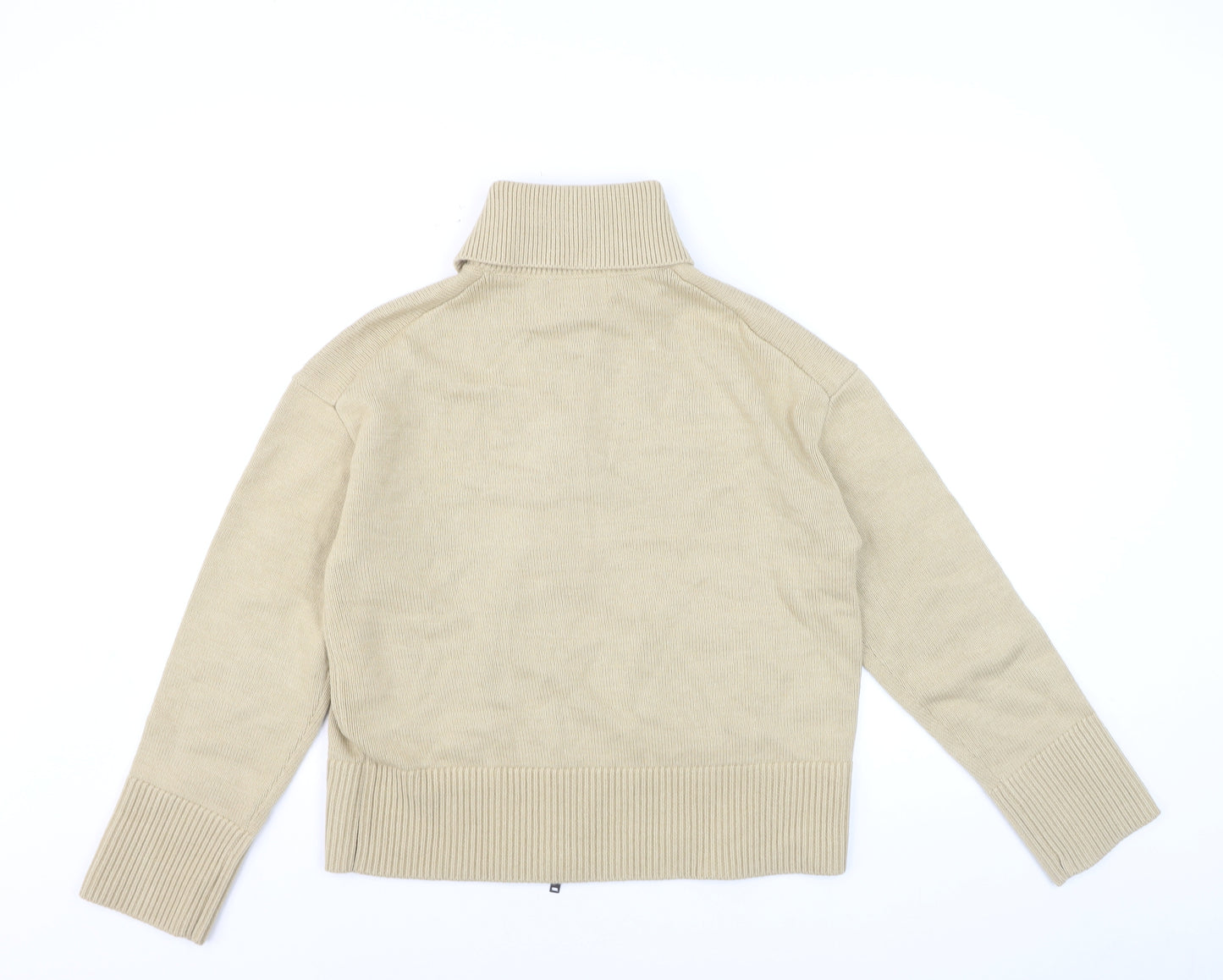 Marks and Spencer Men's Beige Full Zip Cotton Jumper Size M