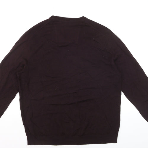Calvin Klein Men's Brown XL V-Neck Merino Wool Jumper
