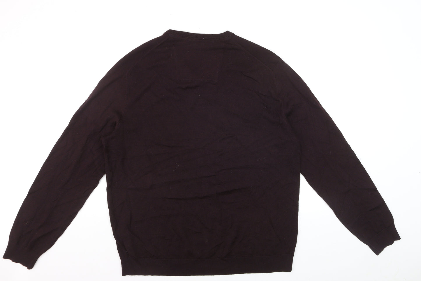 Calvin Klein Men's Brown XL V-Neck Merino Wool Jumper