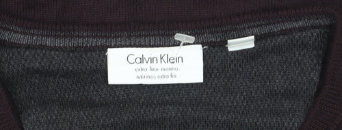 Calvin Klein Men's Brown XL V-Neck Merino Wool Jumper