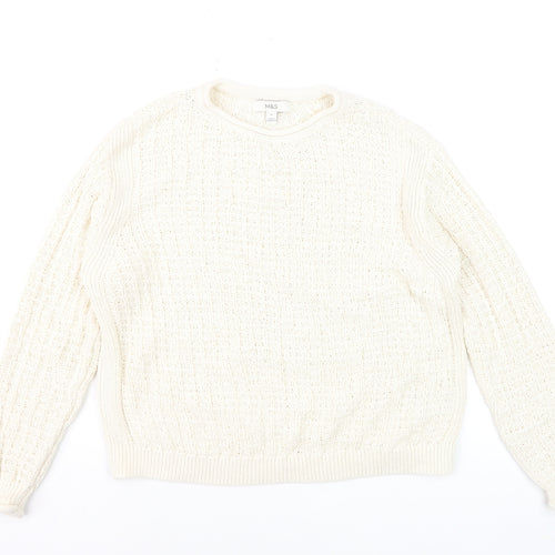 Marks and Spencer Women’s Ivory Cotton Blend Cable Knit Jumper M