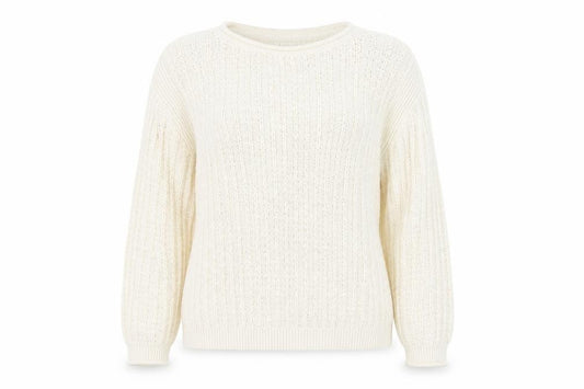 Front view of Marks & Spencer Women’s Ivory Cotton Blend Cable Knit Jumper M