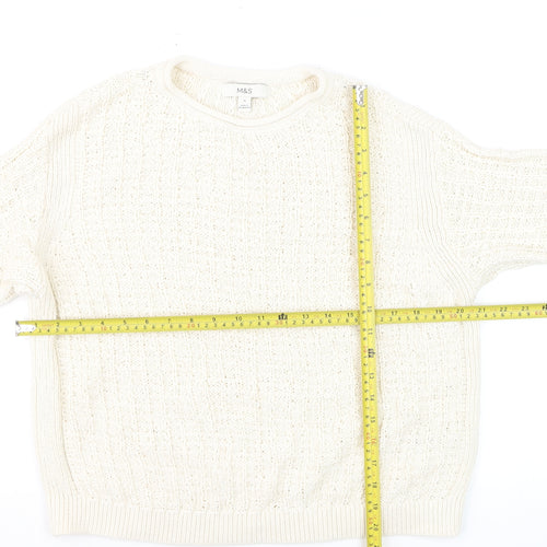Marks and Spencer Women’s Ivory Cotton Blend Cable Knit Jumper M