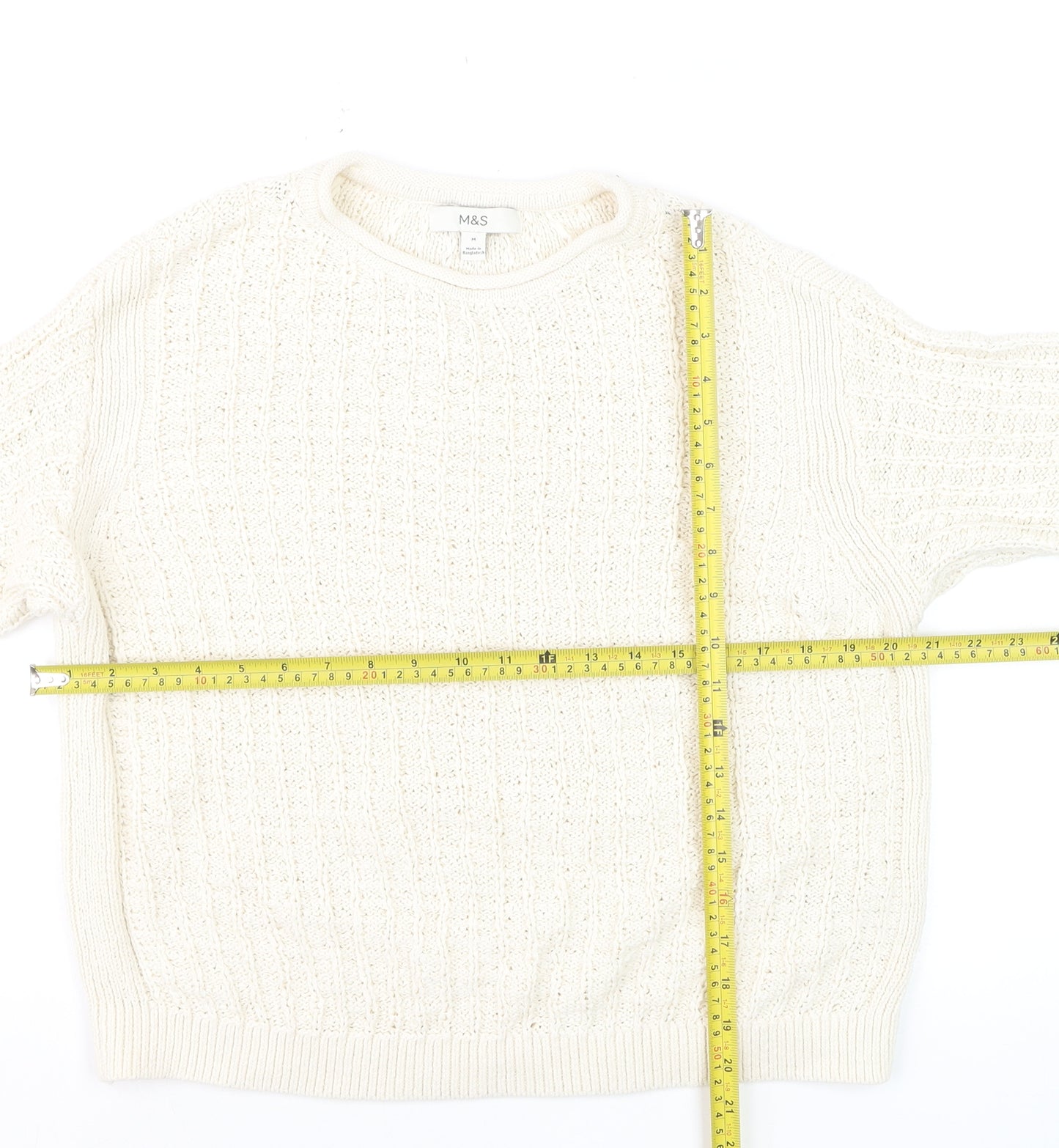 Marks and Spencer Women’s Ivory Cotton Blend Cable Knit Jumper M