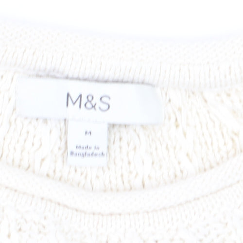 Marks and Spencer Women’s Ivory Cotton Blend Cable Knit Jumper M