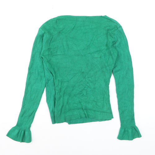 Lipsy Women’s Green V-Neck Slim Fit Long Sleeve Jumper Size 10