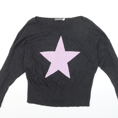 Mint Velvet Women's Grey Star Wool Cashmere Jumper Size S