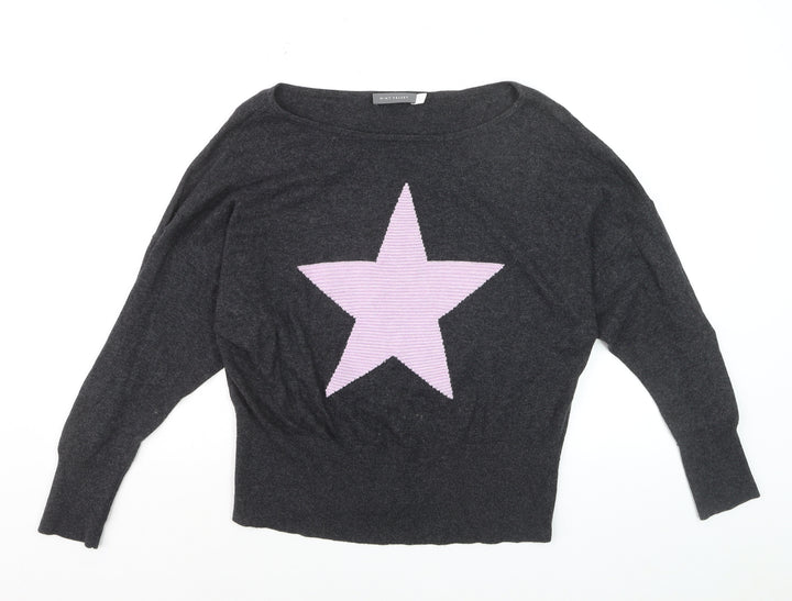 Mint Velvet Women's Grey Star Wool Cashmere Jumper Size S