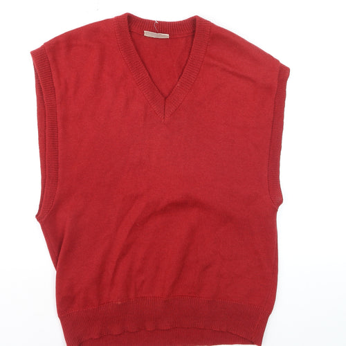 Fletcher Jones Men's Red Wool V-Neck Sleeveless Vest M