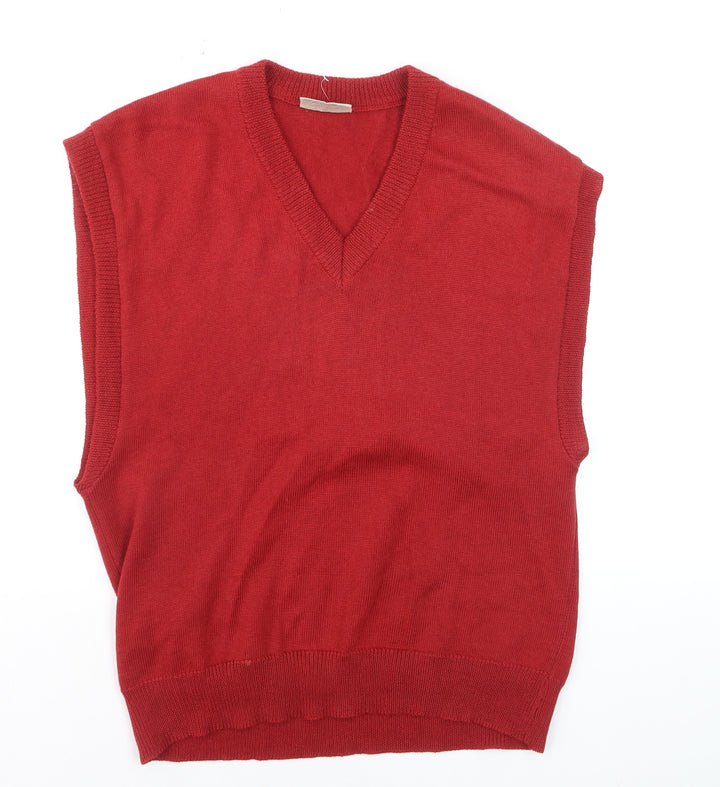 Fletcher Jones Men's Red Wool V-Neck Sleeveless Vest M