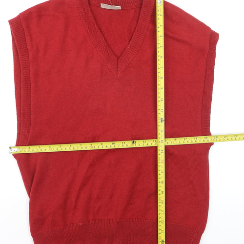 Fletcher Jones Men's Red Wool V-Neck Sleeveless Vest M