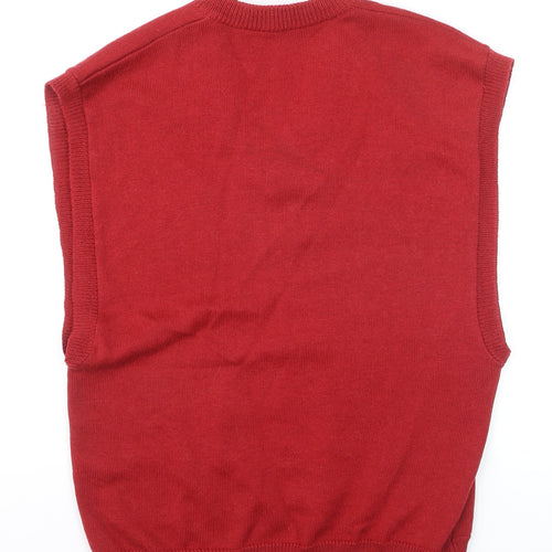 Fletcher Jones Men's Red Wool V-Neck Sleeveless Vest M