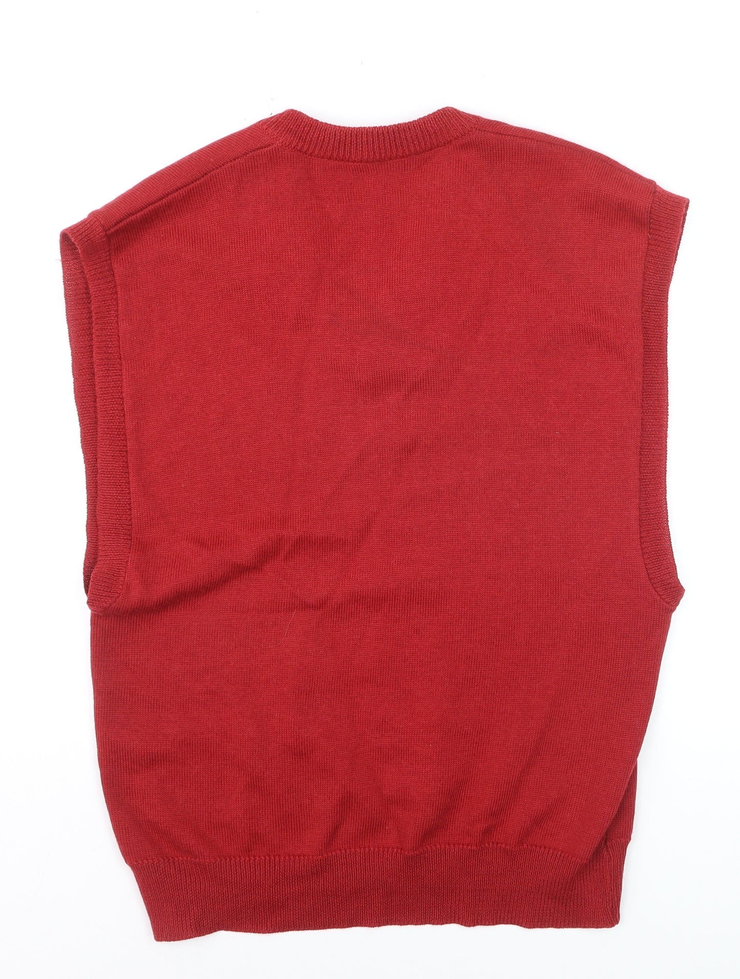 Fletcher Jones Men's Red Wool V-Neck Sleeveless Vest M