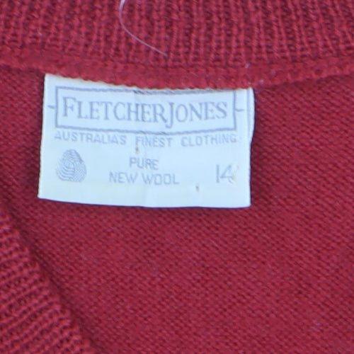 Fletcher Jones Men's Red Wool V-Neck Sleeveless Vest M