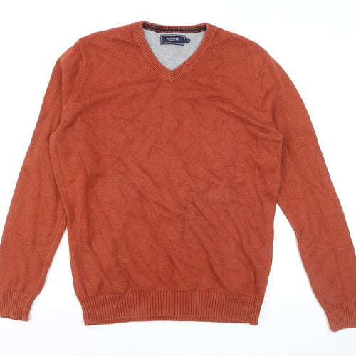Maine New England Men's Brown V-Neck Cotton Jumper M