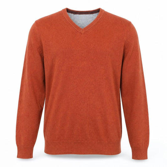 Front view of Maine New England Men's Brown V-Neck Cotton Jumper M