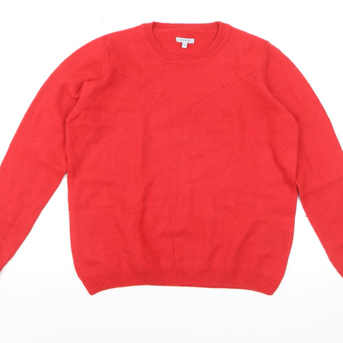 Jigsaw Women's Red Wool Crew Neck Jumper Size M