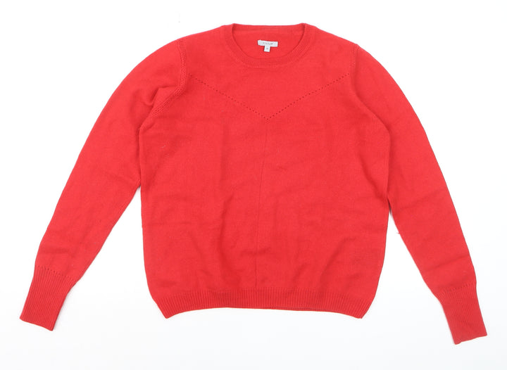 Jigsaw Women's Red Wool Crew Neck Jumper Size M