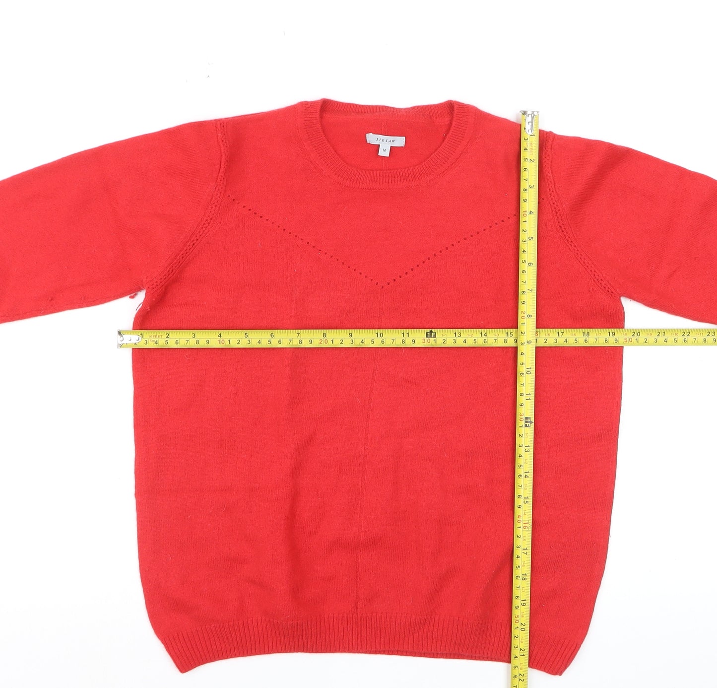 Jigsaw Women's Red Wool Crew Neck Jumper Size M