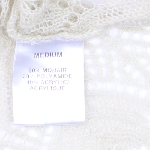 Planet Women's Beige Mohair Blend V-Neck Knit Cardigan Medium