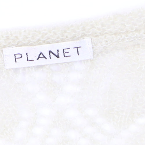 Planet Women's Beige Mohair Blend V-Neck Knit Cardigan Medium