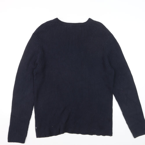 Chaps Men's Blue Cotton V-Neck Knit Jumper Size L