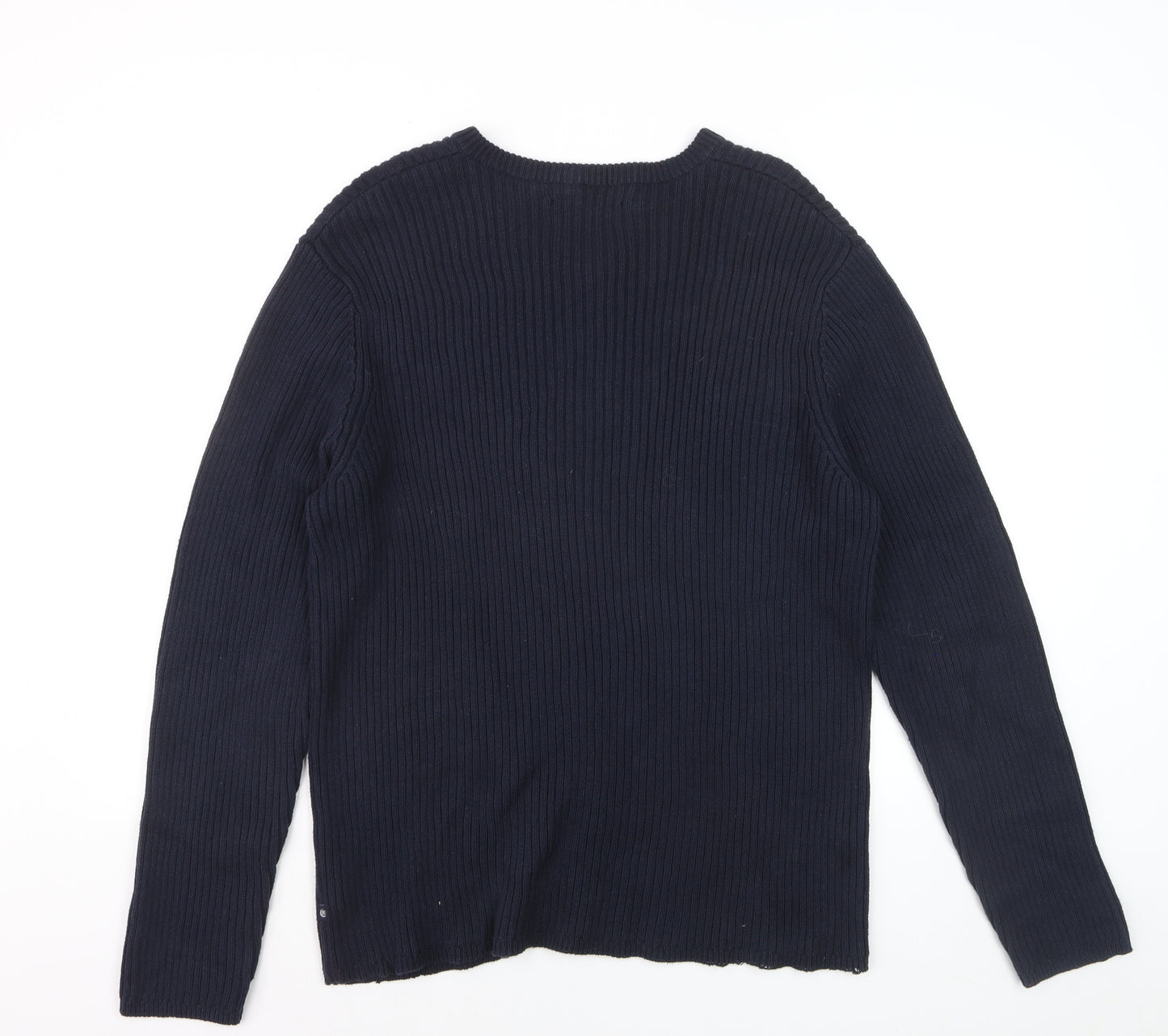 Chaps Men's Blue Cotton V-Neck Knit Jumper Size L