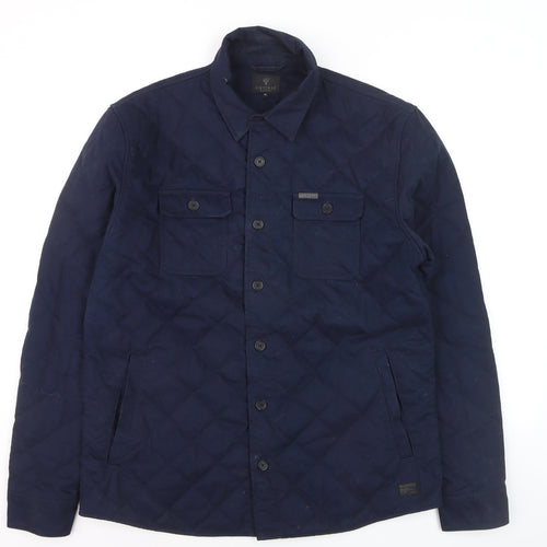 Firetrap Men's Blue Quilted Button-Up Shirt Jacket XL