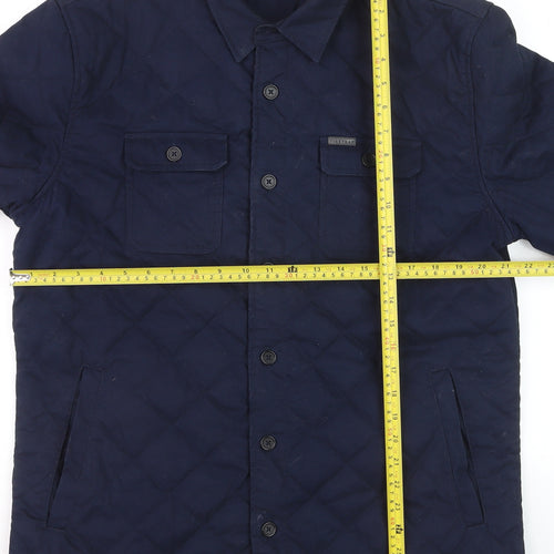 Firetrap Men's Blue Quilted Button-Up Shirt Jacket XL