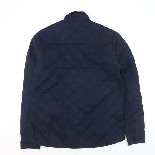 Firetrap Men's Blue Quilted Button-Up Shirt Jacket XL
