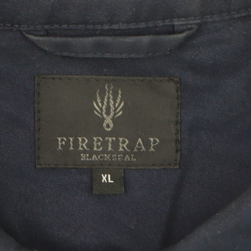 Firetrap Men's Blue Quilted Button-Up Shirt Jacket XL