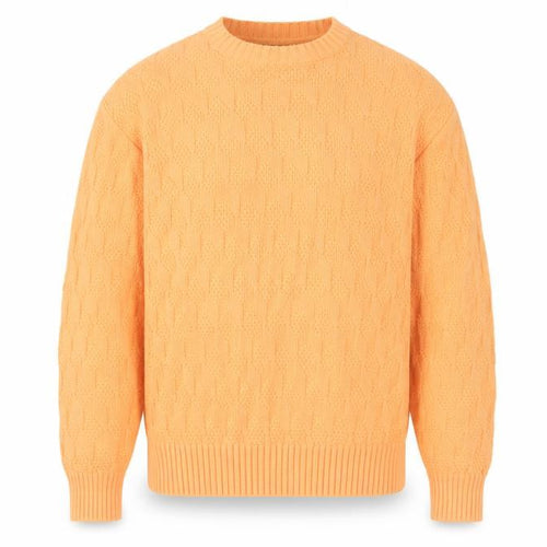 Daniel Cremieux Men's Orange Cotton Cable-Knit Crew Neck Jumper M