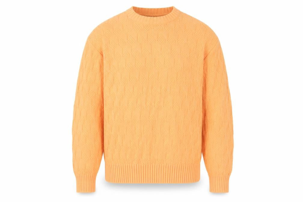 Daniel Cremieux Men's Orange Cotton Cable-Knit Crew Neck Jumper M