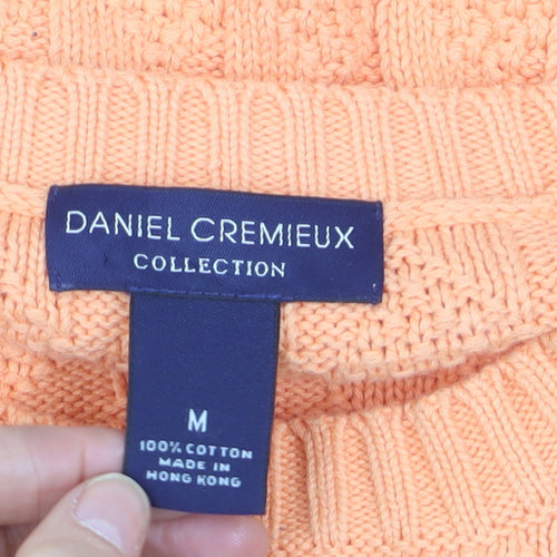 Daniel Cremieux Men's Orange Cotton Cable-Knit Crew Neck Jumper M