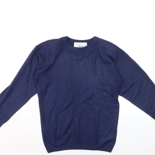 Principles Unisex Blue Acrylic Cable Knit Crew Neck Jumper Size S