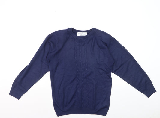 Principles Unisex Blue Acrylic Cable Knit Crew Neck Jumper Size S