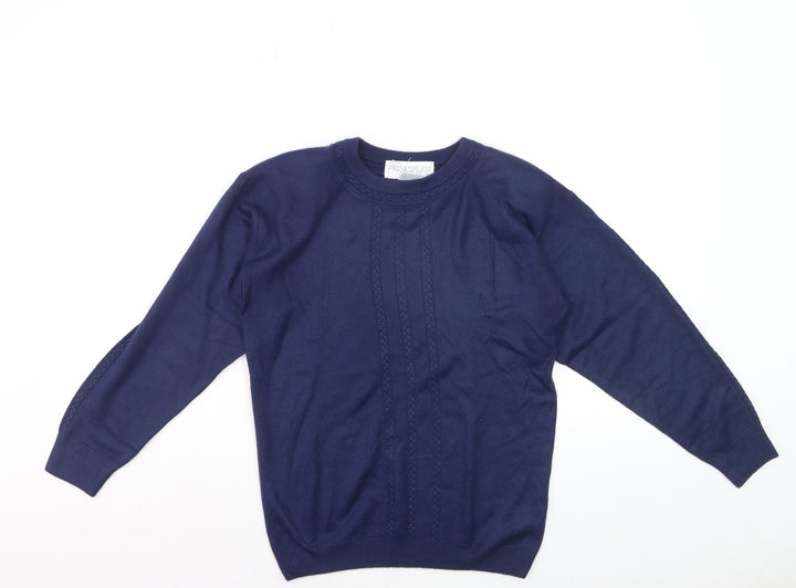 Principles Unisex Blue Acrylic Cable Knit Crew Neck Jumper Size S