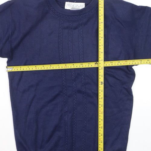 Principles Unisex Blue Acrylic Cable Knit Crew Neck Jumper Size S