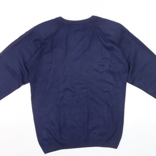 Principles Unisex Blue Acrylic Cable Knit Crew Neck Jumper Size S