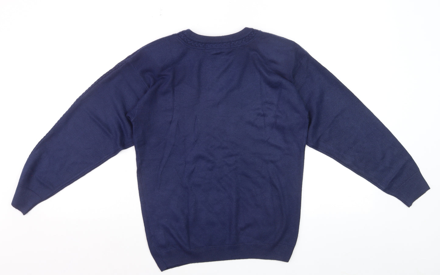 Principles Unisex Blue Acrylic Cable Knit Crew Neck Jumper Size S