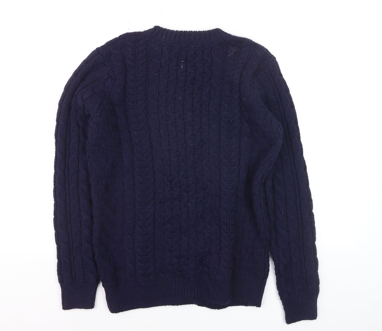 L.L.Bean Men's Blue Cable-Knit Merino Wool Cardigan Size L