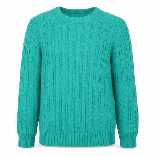 Mountain Lake Men's Green Cable-Knit Cotton Jumper Size L