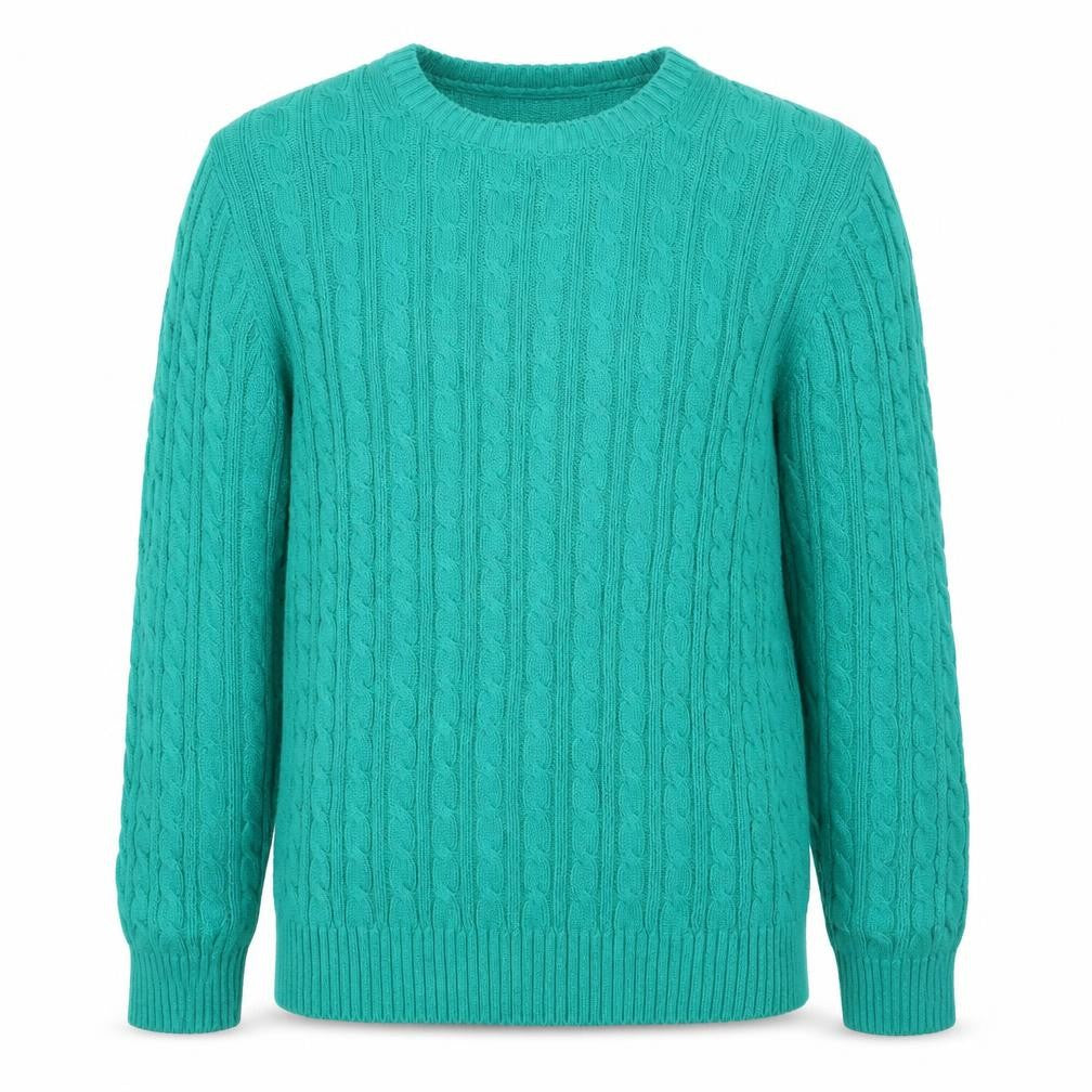 Mountain Lake Men's Green Cable-Knit Cotton Jumper Size L
