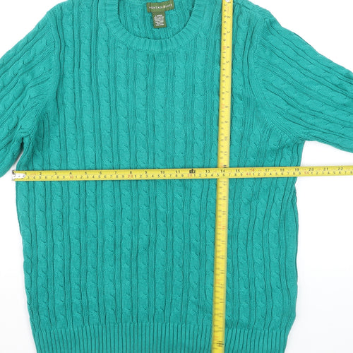 Mountain Lake Men's Green Cable-Knit Cotton Jumper Size L