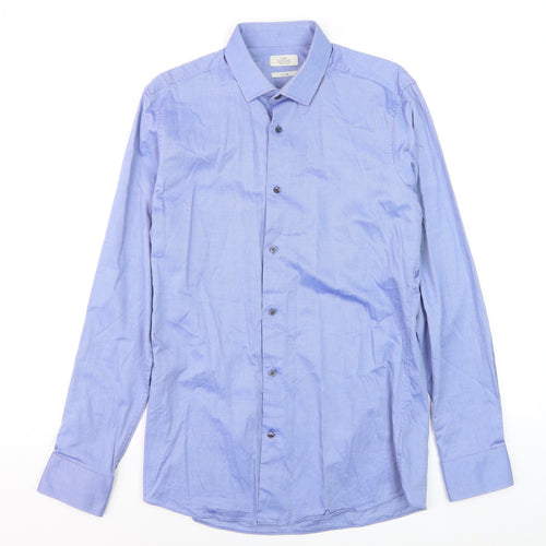 Next Men's Blue Slim Fit 100% Cotton Long Sleeve Formal Shirt 15.5in 39cm