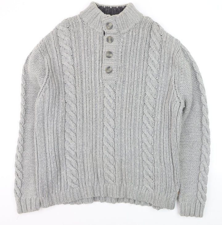 John Rocha at Debenhams Mens Grey 2XL Cable-Knit Henley Jumper